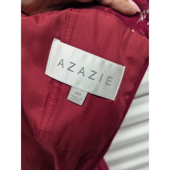 Azazie Demi Size 8 (A8) Burgundy A-Line One Shoulder Chiffon Dress x1-16 - Picture 8 of 10